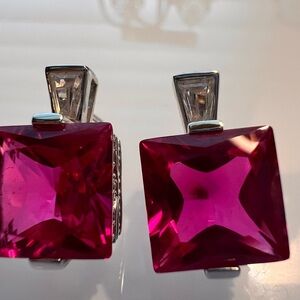 Elegant Silver and Pink Gemstone Earrings